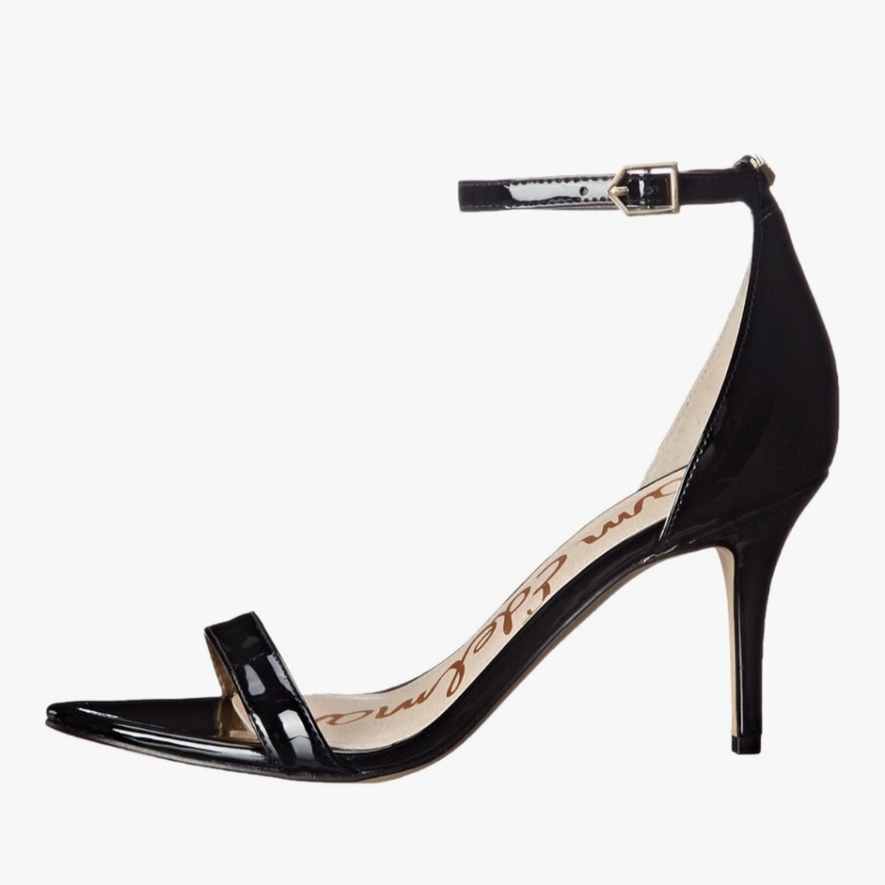 New w/Box Sam Edelman Patti Vegan Patent Leather Ankle Strap Dress Sandals - Picture 2 of 9